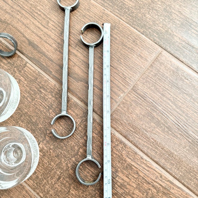 1960s Mid Century Modern Swedish Erik Hoglund Iron Glass Hanging Candle Chandelier 50” Long For Sale - Image 10 of 11