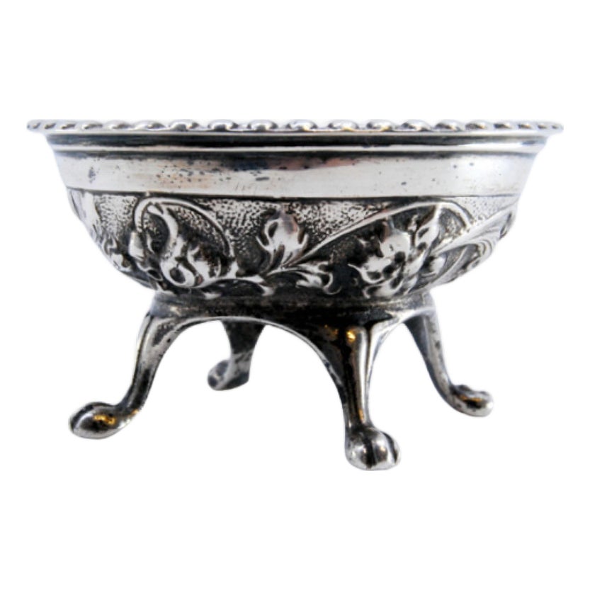 Compote Dish in Embossed Silver | Chairish