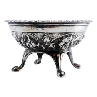 Compote Dish in Embossed Silver For Sale