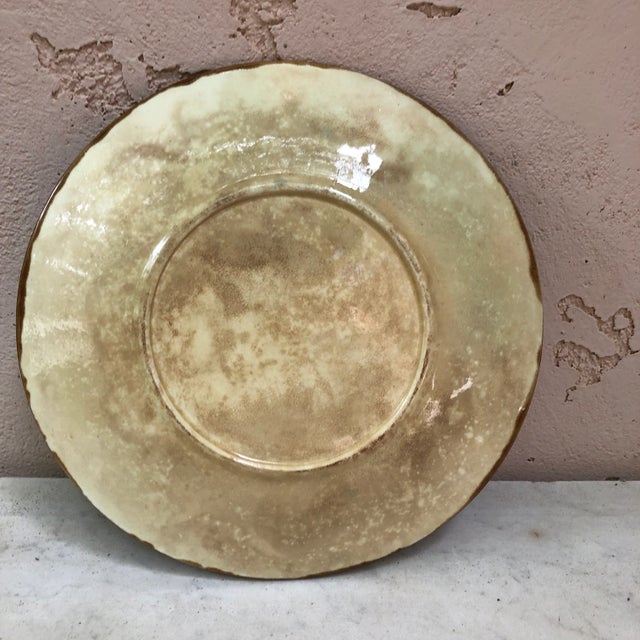 Majolica Flowers and Leaves Plate Clairefontaine, Circa 1890 For Sale - Image 4 of 5