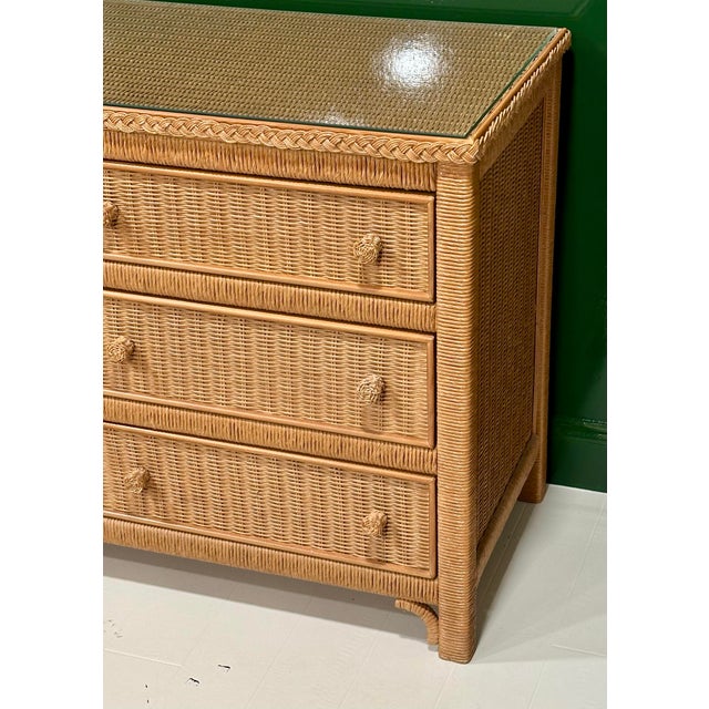 Henry Link 1970s Henry Link for Lexington Woven Rattan & Wicker Triple Dresser For Sale - Image 4 of 11