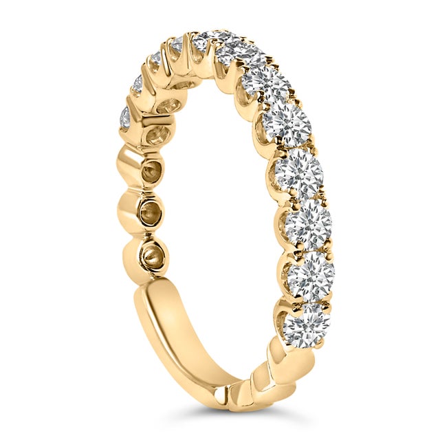 14K Yellow Gold 1.00 Cttw Round Diamond Prong Set Wedding Band For Sale - Image 4 of 7