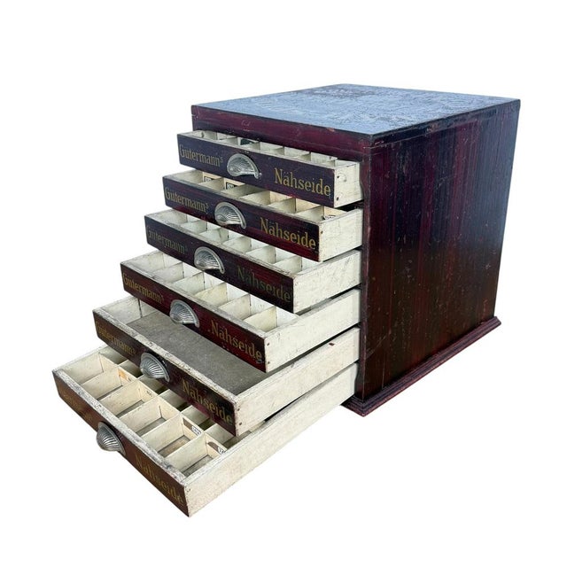 Wood Antique Gütermann Thread Cabinet in Wood, 1890s For Sale - Image 7 of 9