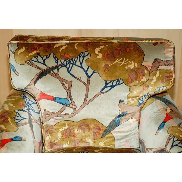Brass New George Smith "Flying Ducks" Upholstered Armchairs & Ottoman Footstool For Sale - Image 8 of 18
