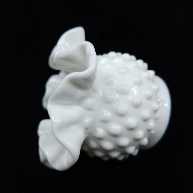 Fenton Art Glass Company Mid 20th Century Fenton Hobnail Ruffled Edge Double Crimped Vase For Sale - Image 4 of 7