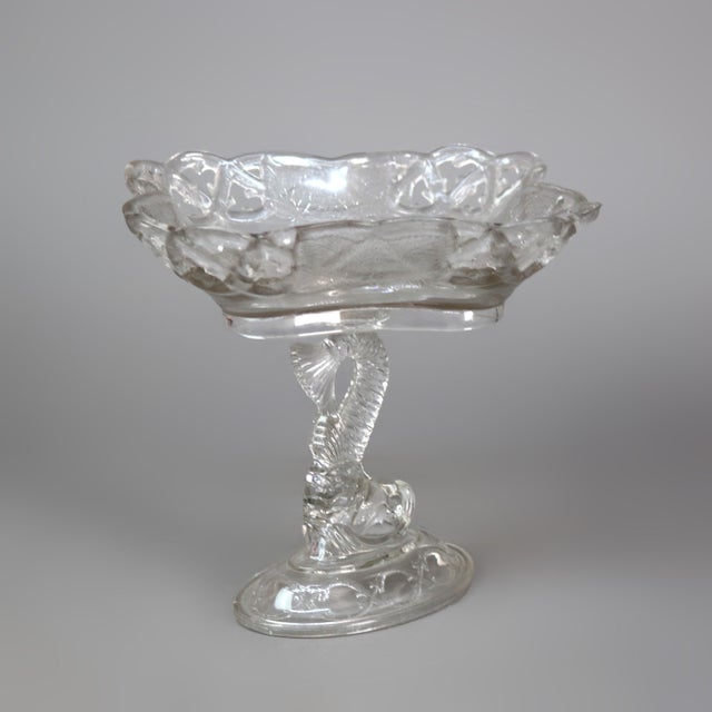 Early 20th Century Vintage Figural Dolphin Pressed Glass Compote Circa 1930 For Sale - Image 5 of 9