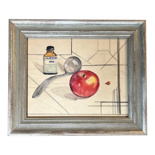 1940’s Original Realism / Geometric Still Life Watercolor Painting For Sale