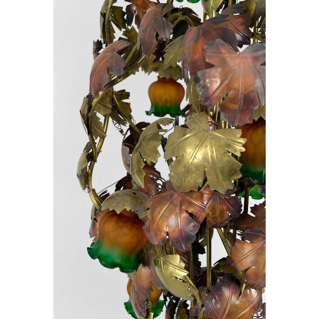 Vintage Hollywood Regency Vine Floor Lamp in Patinated Metal, 1960, in Very Good conditions. Designed 1960 to 1969...