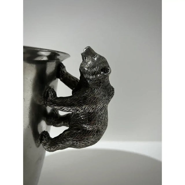 Large Cipolla Pewter Collectible Bear Wine Bucket Cooler From Gorsuch in Aspen For Sale In Los Angeles - Image 6 of 9