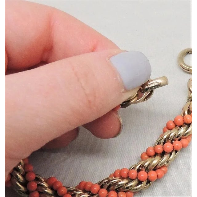 1950s Vintage 1950s Signed Napier Faux-Coral Twisted Bracelet For Sale - Image 5 of 6