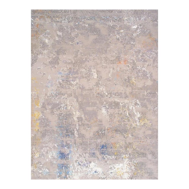 Pasargad Home Modern Beige Silk & Wool Area Rug- 9' 2" X 12' 3" For Sale