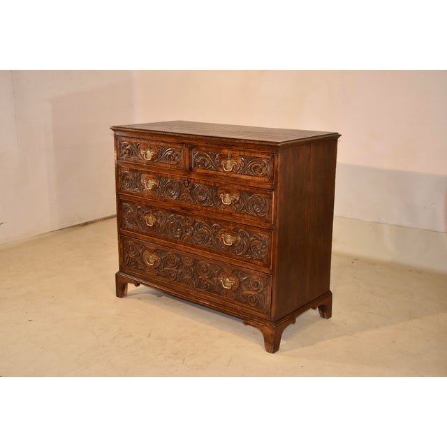Late 18th Century Late 18th Century English Oak Carved Chest of Drawers For Sale - Image 5 of 14