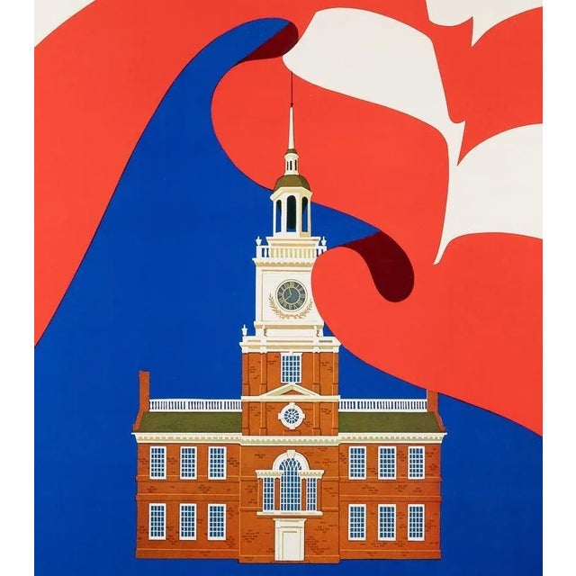 "Philadelphia" Vintage American Airlines Travel Poster, Circa 1960s For Sale - Image 4 of 4