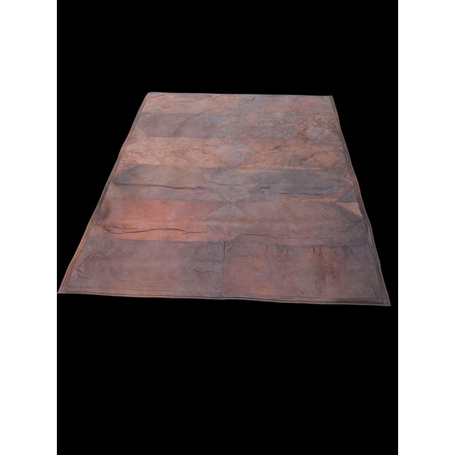 Double-Sided Leather - Fabric Rug, 1980s For Sale - Image 9 of 9