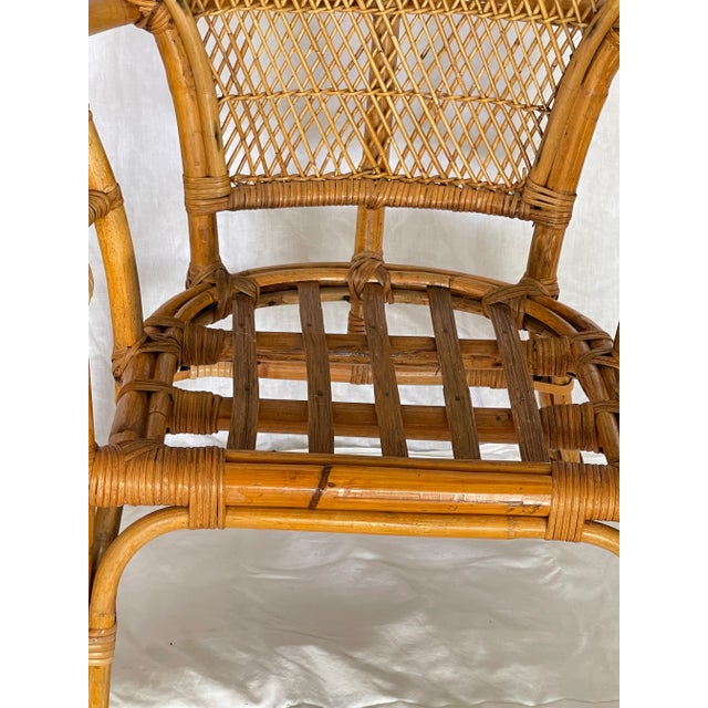 Pair Bamboo & Rattan Fan Back Arm Chairs For Sale - Image 13 of 18