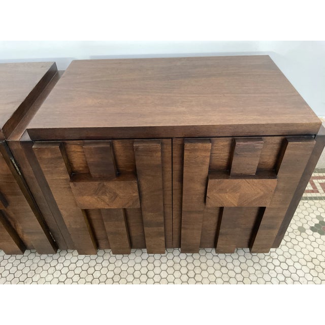 1970s Lane Brutalist ‘Stacatto’ Nightstands, a Pair For Sale - Image 5 of 11