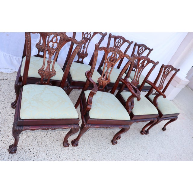 1990s Chippendale Mahogany Hickory Dining Chairs - Set of 8 For Sale In Tampa - Image 6 of 12