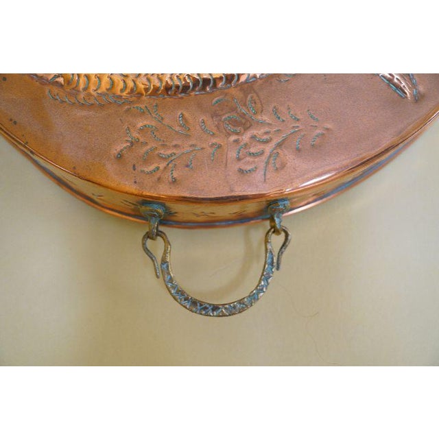 Copper Oversized Vintage Copper Fish Mold Wall Hanging With Brass Handles For Sale - Image 8 of 8