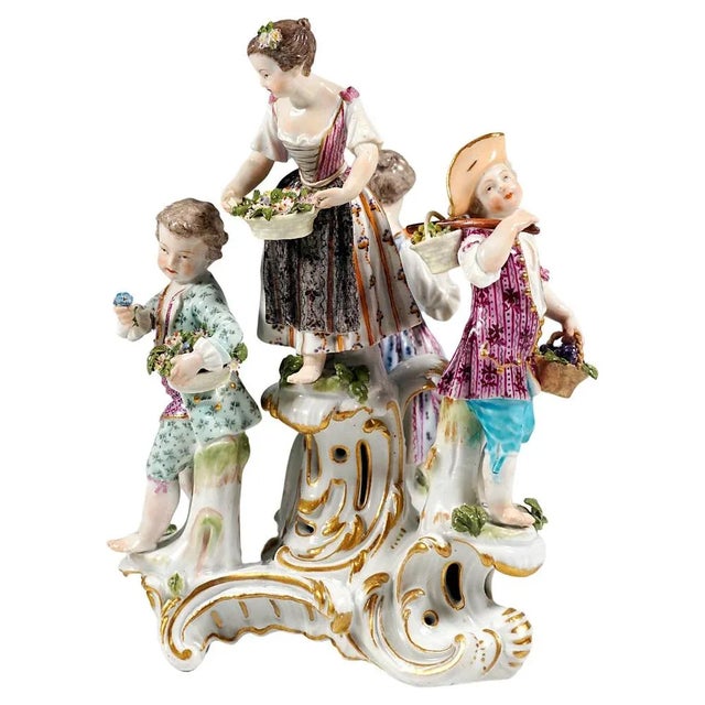 Early Meissen Round Group of Gardener Children by J.J. Kaendler, 1774 For Sale - Image 9 of 9