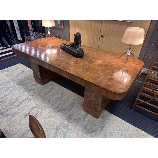 Brown Large Art Deco Dining Table in Walnut by Harry and Lou Epstein, England, 1920s For Sale - Image 8 of 9