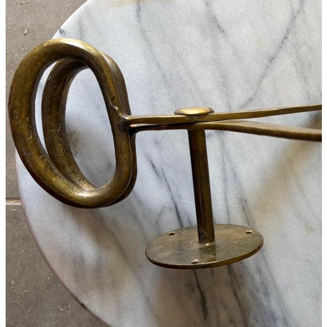 Farmhouse Vintage Heavy Solid Brass Wall Mount Ice Tong Towel Holder For Sale - Image 3 of 11