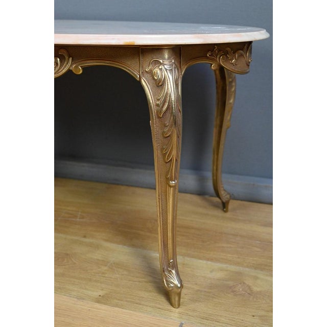Mid-20th Century Louis XV Style Coffee Table in Marble and Brass, 1950s For Sale - Image 12 of 18