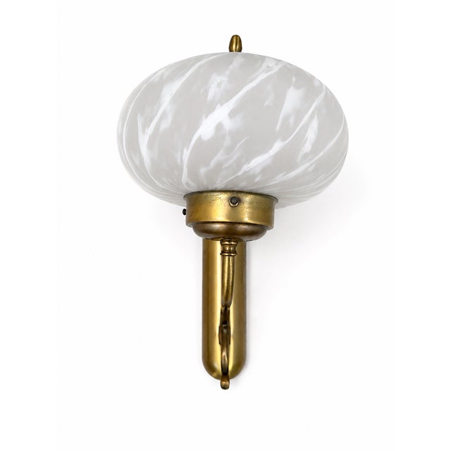Mid-Century Italian Brass and Murano Swirl Glass Sconce by Vetreria Lag, 1970s For Sale - Image 4 of 15