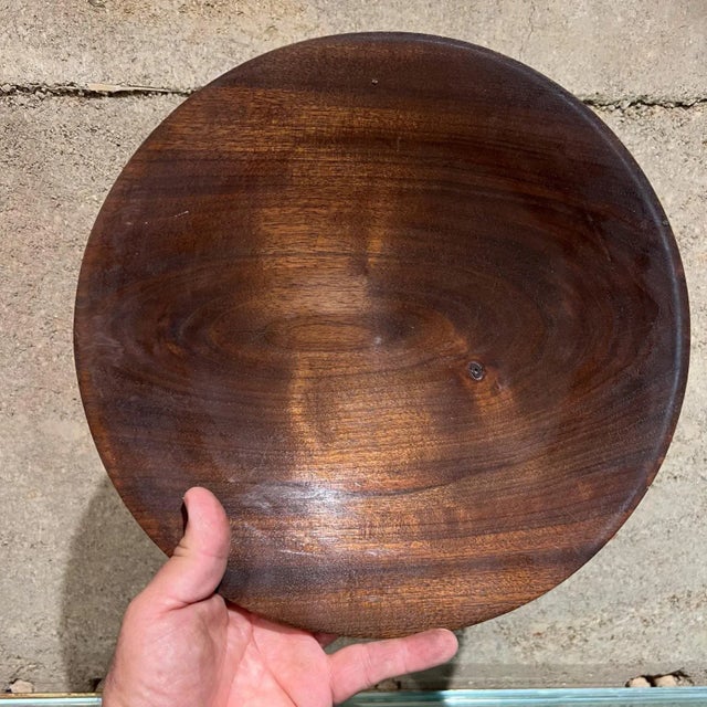 1960s Midcentury Modern Decorative Bowl, Solid Walnut, Usa, Signed, 1960s For Sale - Image 5 of 9