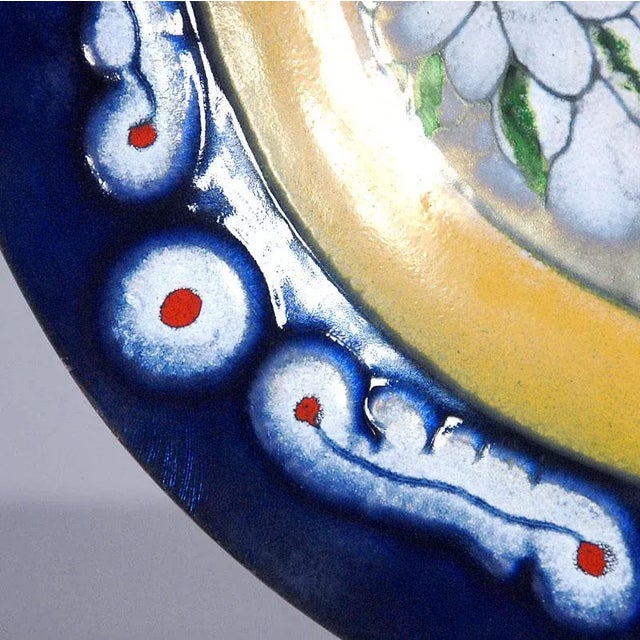 Italian Enameled Plate from Atelier Cellini, 1960s, in Very Good conditions. Designed 1960 to 1969 This piece has an...
