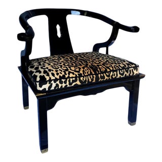 Hollywood Regency James Mont Style Lacquer Lounge Armchair by Century For Sale