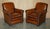 Vintage English Sofa and Chairs in Brown Leather, Set of 3 For Sale - Image 11 of 18
