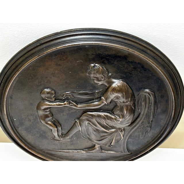 British 19th Century Coalbrookdale Bronze Mother Holding Her Child Wall Sculpture For Sale - Image 9 of 12