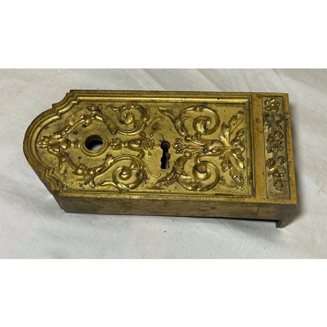 Rare Antique French Gilt Bronze Door Lock Hardware Salvage Ornate Victorian For Sale - Image 4 of 15