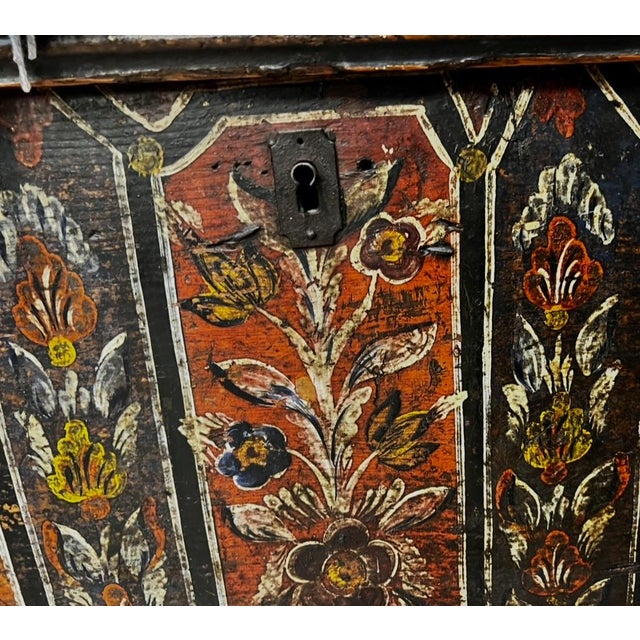 Wood Antique Austrian Painted Trunk For Sale - Image 7 of 8