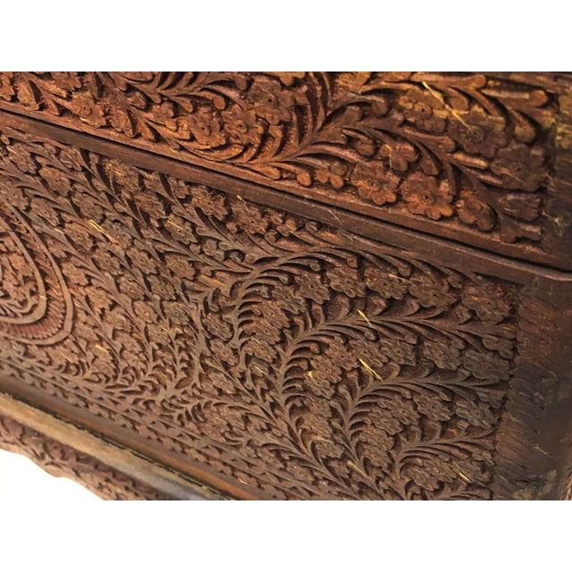 Indian Hand-Carved Wooden Box, 1930s For Sale - Image 15 of 18
