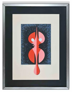 Luisa Zamboni, Two Halves, Lithograph, 1970s, Framed