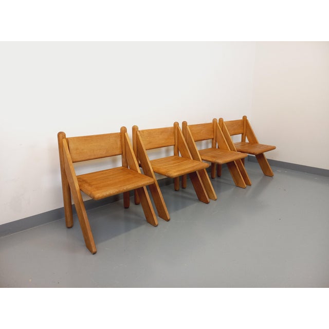 1960s Vintage Brutalist Chairs in Oak, 1960s, Set of 4 For Sale - Image 5 of 18