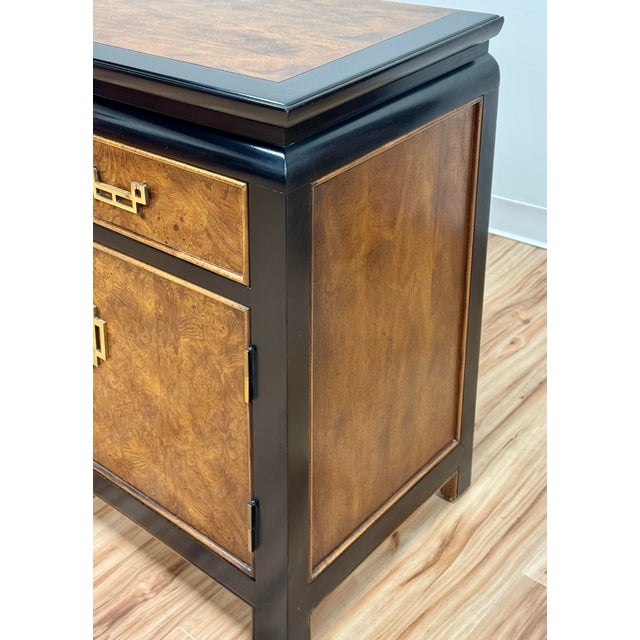 Mid 20th Century Vintage Century Furniture Black and Burl Wood Chin Hua Credenza For Sale - Image 5 of 14