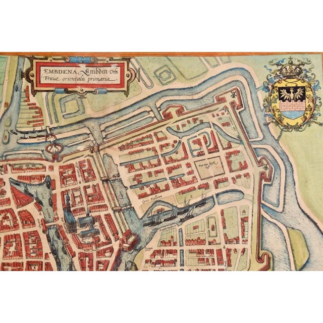 Emden, Germany: A 16th Century Hand-Colored Map by Braun