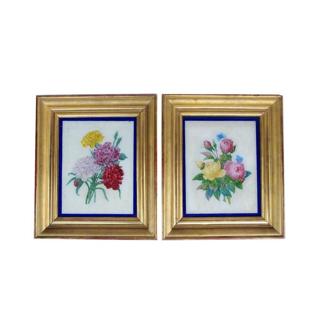 Restauration Style Reverse Glass Paintings, Late 19th Century, Set of 2 For Sale - Image 6 of 6
