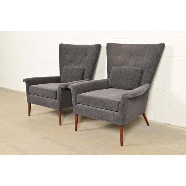 Gray Paul McCobb Planner Group Mid-Century Modern Upholstered Lounge Chairs, Pair For Sale - Image 8 of 8