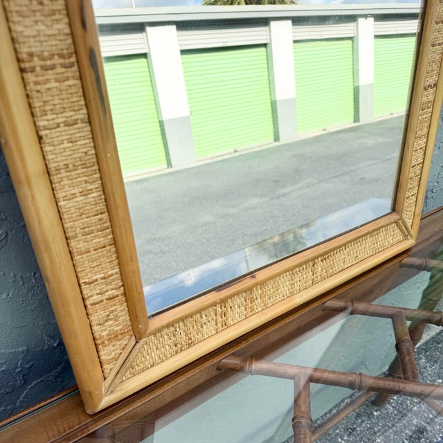 Boho Chic Wicker and Rattan Wall Mirror For Sale - Image 4 of 6