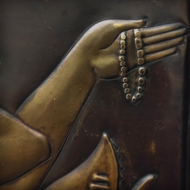 Brass Plaque Depicting a Woman and a Dolphin, France, 1960s For Sale - Image 10 of 17