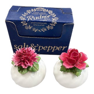 Circa 1960s Radnor Bone China Floral Salt & Pepper Shakers in Original Box For Sale