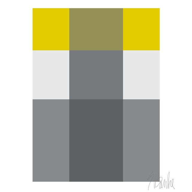 Plaid Mustard and Gray Fine Art Print 25" X 30" by Liz Roache For Sale