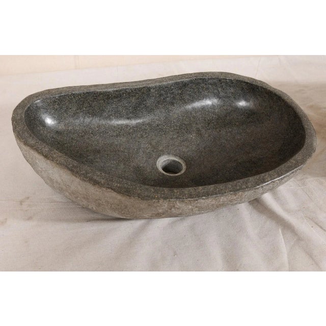 Black Polished River Rock Sinks - a Pair For Sale - Image 8 of 13