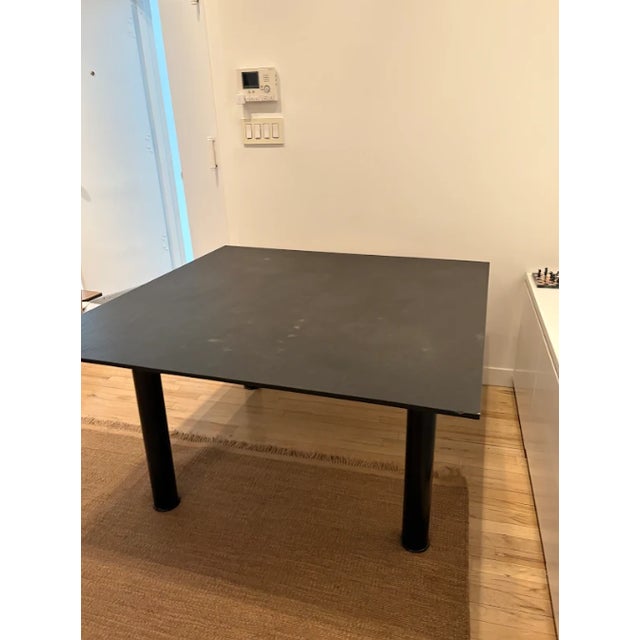 Metal Casigliani Modern Square Black Slate Stone Dining Table For Sale - Image 7 of 9