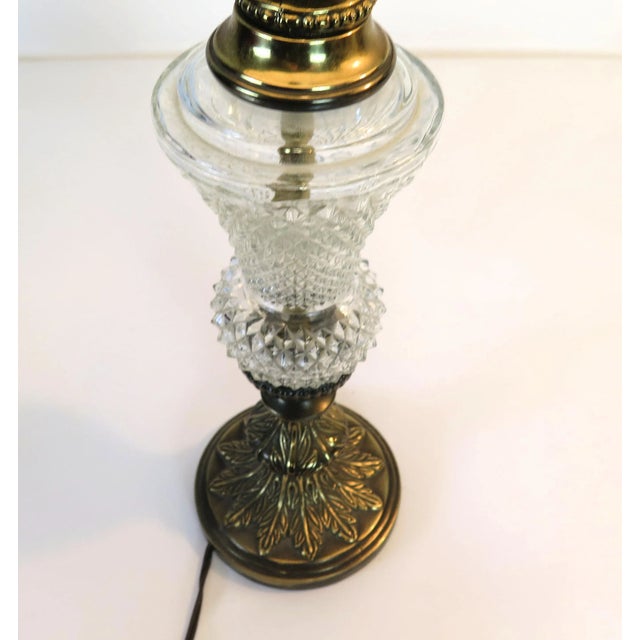 1950s Hollywood Regency Cut Glass and Brass Lamps - A Pair For Sale - Image 4 of 6