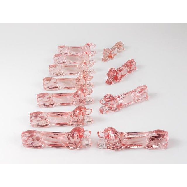 Art Deco Dog Knife Rests in Rosé Glass, 1930s, Set of 12 For Sale - Image 10 of 18