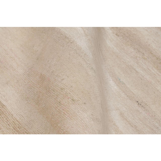 Textile Rug & Kilim’s Textural Extra-Long Runner Rug, Light Cream and Beige Striae For Sale - Image 7 of 8